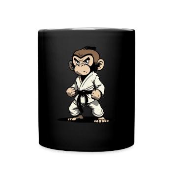 Wütender Judo-Affe - Japanischer Kampfsport-Affe - Tasse einfarbig - Schwarz - Vorne