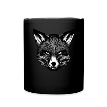 Fuchs Waldtier Design gepunktet mit Tierkopf - Tasse einfarbig - Schwarz - Vorne