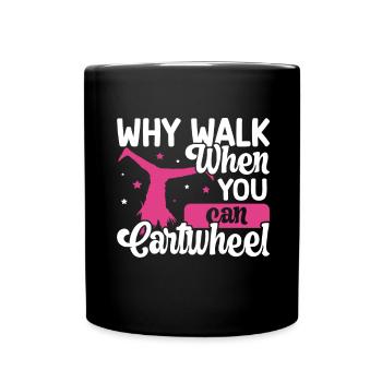 Wagenrad -Gymnast Stürzen - Tasse einfarbig - Schwarz - Vorne