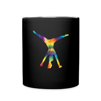 Wagenrad -Gymnast Stürzen - Tasse einfarbig - Schwarz - Vorne