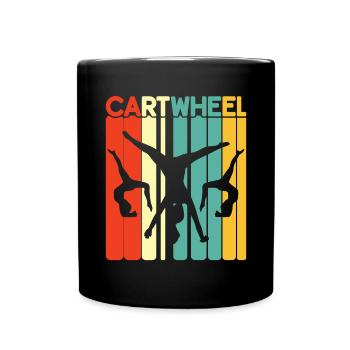 Wagenrad -Gymnast Stürzen - Tasse einfarbig - Schwarz - Vorne
