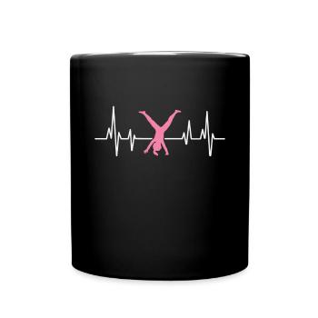 Wagenrad -Gymnast Stürzen - Tasse einfarbig - Schwarz - Vorne