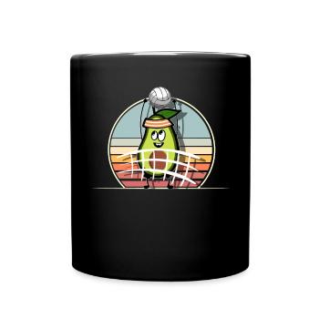 Volleyball Avocado - Tasse einfarbig - Schwarz - Vorne