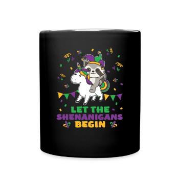 Mardi Gras raccoon with unicorn carnival costume - Full Colour Mug - black - Front
