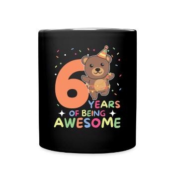 Bear for 6th birthday children six years old - Full Colour Mug - black - Front