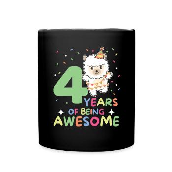 Alpaga pour les enfants de 4 ans de quatre ans - Mug uni - noir - Devant