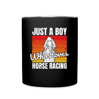 Juste un garçon qui aime le cadeau de chemise de course de chevaux - Mug uni - noir - Devant