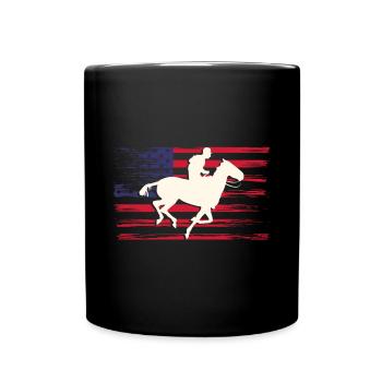 USA Flag America Fahen Chemise de course de chevaux - Mug uni - noir - Devant