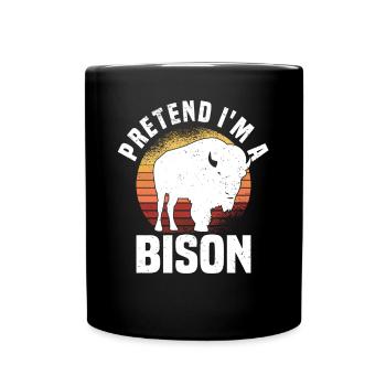 Büffel Bison Ochse Indianer Amerikanisch - Tasse einfarbig - Schwarz - Vorne