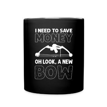 J’ai besoin d’économiser de l’argent. Oh regardez, un nouvel arc. - Mug uni - noir - Devant