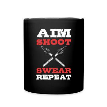 Target Shoot Swear Repeat. Angling - Full Colour Mug - black - Front