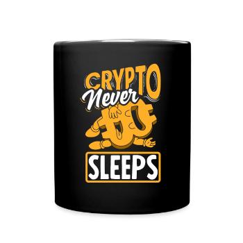 Crypto Never Sleeps Cryptocurrency BTC - Tasse einfarbig - Schwarz - Vorne