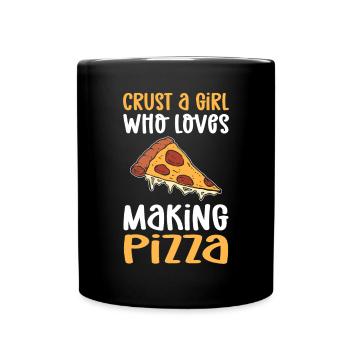 Kruste Ein Mädchen, Das Es Liebt, Pizza Zu - Tasse einfarbig - Schwarz - Vorne