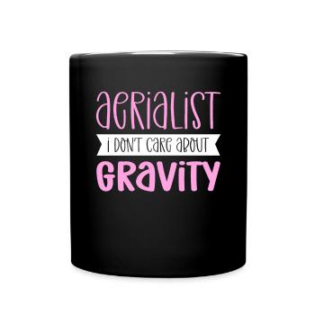 Acrobate. Je ne me soucie pas de la gravité. Soie aérienne - Mug uni - noir - Devant