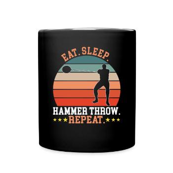 Eat Sleep Hammer Throw Repeat - Full Colour Mug - black - Front