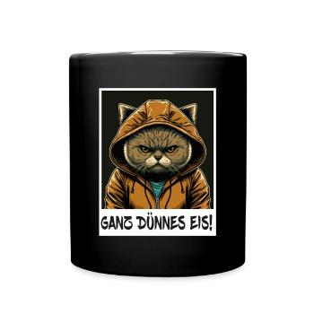 Ganz Dünnes Eis Katze Kätzchen Kollege Sarkasmus - Tasse einfarbig - Schwarz - Vorne