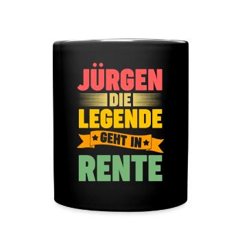 Jürgen die Legende geht in Rente - Tasse einfarbig - Schwarz - Vorne