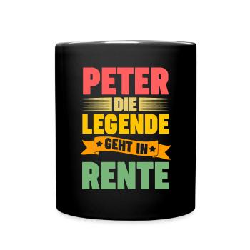 Peter die Legende geht in Rente - Tasse einfarbig - Schwarz - Vorne