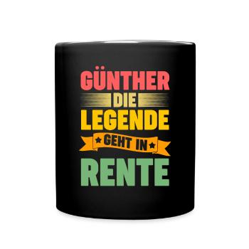 Günther die Legende geht in Rente - Tasse einfarbig - Schwarz - Vorne