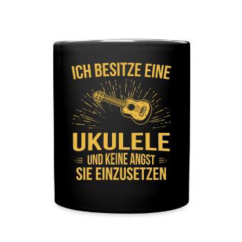 Ukulele Ukulele-Spieler Ukulelist - Tasse einfarbig - Schwarz - Vorne