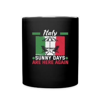 Italien Strandurlaub am Meer Design Strandmotiv - Tasse einfarbig - Schwarz - Vorne