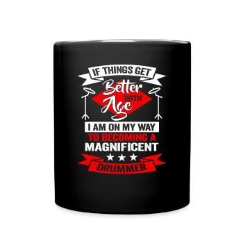 Batteur dans un groupe | Batteur Musicien - Mug uni - noir - Devant