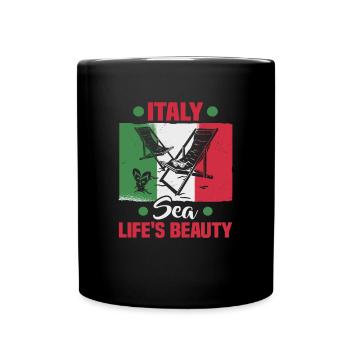 Italie vacances à la plage au bord de la mer Design beach motif - Mug uni - noir - Devant
