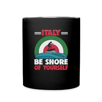Italie vacances à la plage au bord de la mer Design beach motif - Mug uni - noir - Devant
