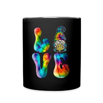 Gnome Love Peace Tie Dye - Full Colour Mug - black - Front