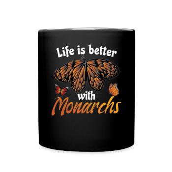 Monach Schmetterling Design - Tasse einfarbig - Schwarz - Vorne