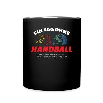 Handball Zubehör handballer Motiv - Tasse einfarbig - Schwarz - Vorne
