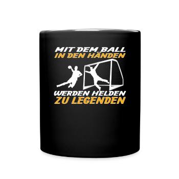 Handball Zubehör handballer Motiv - Tasse einfarbig - Schwarz - Vorne