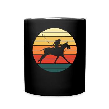 Polo Sport Reiterin Retro Vintage Geschenk - Tasse einfarbig - Schwarz - Vorne
