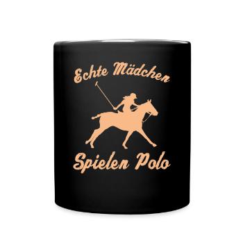 Polo Sport Reiterin Geschenk Damen Mädchen - Tasse einfarbig - Schwarz - Vorne