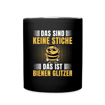 Imker Bienen sind keine Stiche ist Bienen Glitzer - Tasse einfarbig - Schwarz - Vorne