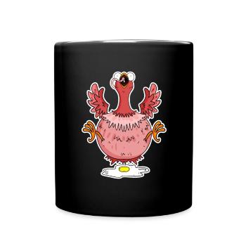 Lustiges Huhn - Landwirt Landwirte Huhn Hühner - Tasse einfarbig - Schwarz - Vorne