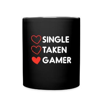 Single Taken Gamer Funny Valentines Day Gaming Men - Mug uni - noir - Devant