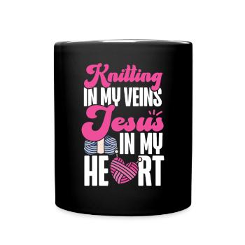 Knitting Knitter Jesus Christian - Tasse einfarbig - Schwarz - Vorne
