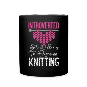 Knitting Knitter Introverted But - Tasse einfarbig - Schwarz - Vorne