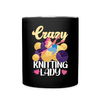 Knitting Knitter Girl Crazy - Full Colour Mug - black - Front