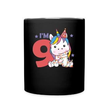 Unicorn for the ninth birthday for children 9 years - Full Colour Mug - black - Front
