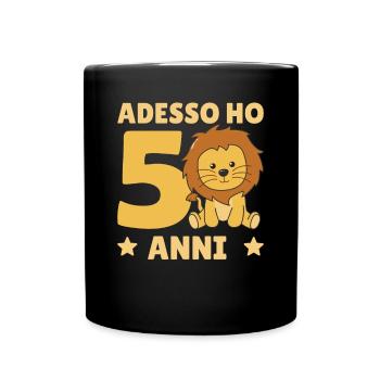 Children 5th birthday lion five years old lion - Full Colour Mug - black - Front