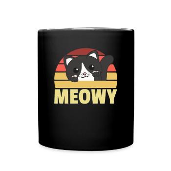 kawaii cat cute manga anime cats retro meowy - Full Colour Mug - black - Front