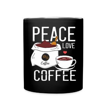Coffee Enthusiasts Design T-Shirts - Peace Love C - Full Colour Mug - black - Front