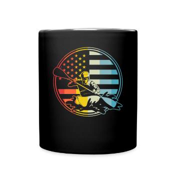 Vintage Retro USA Flag America Flag Kayak - Mug uni - noir - Devant