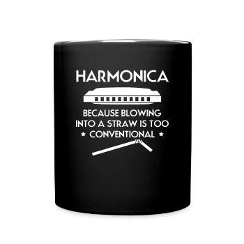Harmonica Mundharmonika Spruch Shirt - Tasse einfarbig - Schwarz - Vorne