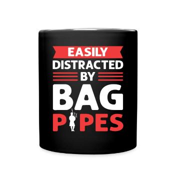 Easily distracted by bagpipes. Bagpipes - Full Colour Mug - black - Front