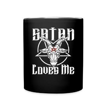 Satan Beelzebub Teufel Gothic Pentagram Mystisch - Tasse einfarbig - Schwarz - Vorne