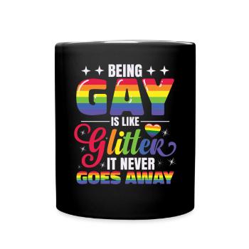 Schwul sein | LGBT-| Regenbogenfarbe | Pride-Monat - Tasse einfarbig - Schwarz - Vorne