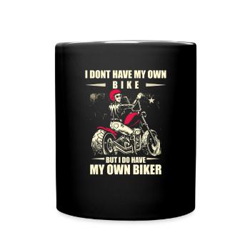 Funny Woman Biker Bike Design For Motorcycle Lady - Full Colour Mug - black - Front